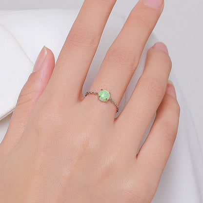 Opal Adjustable Chain S925 Silver Ring