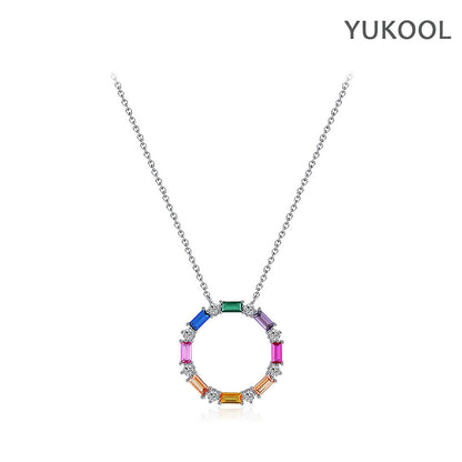 Colorful Circle S925 Silver Necklace