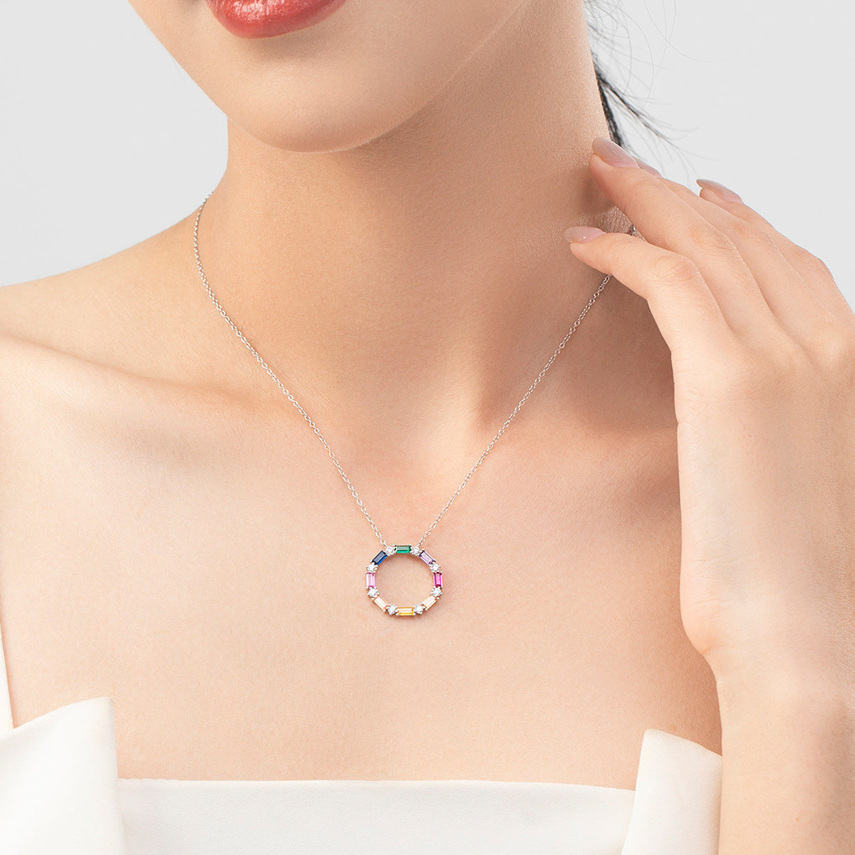 Colorful Circle S925 Silver Necklace